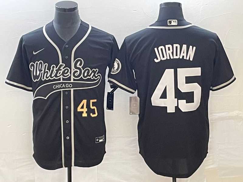 Mens Chicago White Sox #45 Michael Jordan Number Black Cool Base Stitched Baseball Jersey